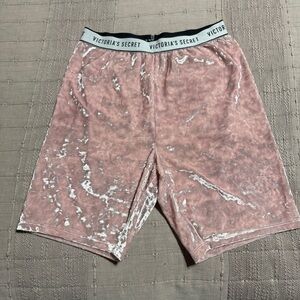 Victoria's Secret Pink Velvet Shorts Elastic Waist Logo Women's Size S